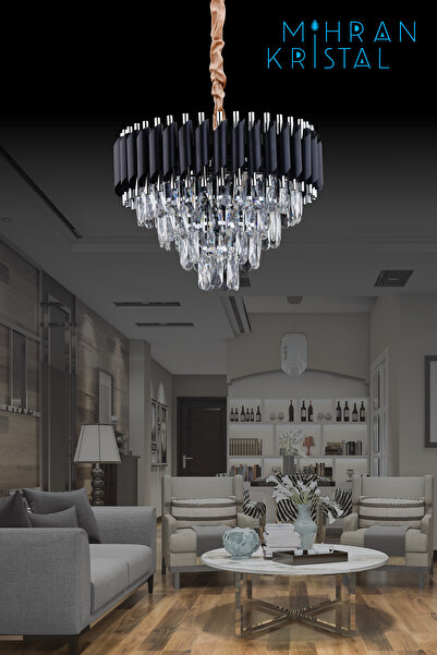 Almira MİHRAN KRİSTAL ALMİRA 45"LİK SİYAH KROM KRİSTAL TAŞLI