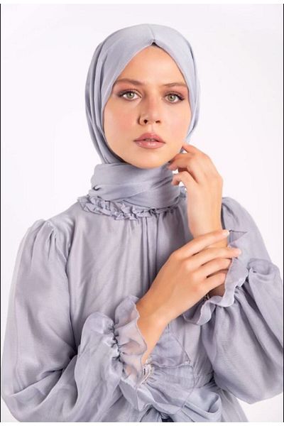 Levidor Women's Gray Janjan Chiffon Evening Dress Shawl