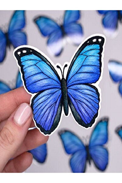 hediyehobihersey Mavi Hazır Kesilmiş Kelebekler Şekerli Kağıda Baskı Yenilebilir Kelebekler Baskısı
