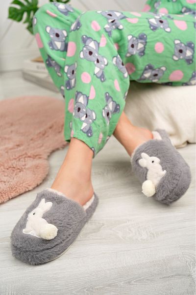 PANTOFİ SHOES Γυναικείες παντόφλες Dulce Rabbit Wool