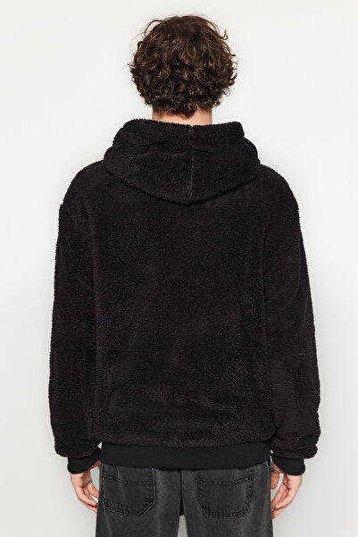 Trendyol Collection Черен поларен суитшърт - пълен джоб с цип, нормална кройка TMNAW24sw00109