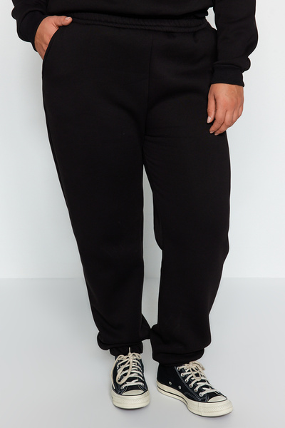 Trendyol Curve Черен поларен анцуг с голям размер - Tbbaw24Ts00000