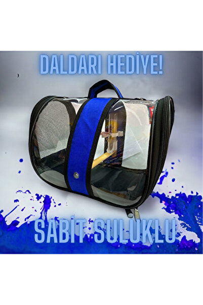 Tropheus Suluklu Kuş Taşıma Çantası (tahta Tünekli) Mavi Renkli (33cmx23cmx22cm)