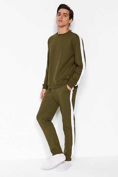 Trendyol Collection Πράσινη Πλαϊνή Ριγέ Πλεκτή Πιτζάμα Σετ THMAW21PT0828