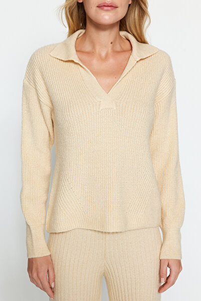 Trendyol Collection Bézs fenntartható puha kötöttáru szett - TWOAW24AU00097