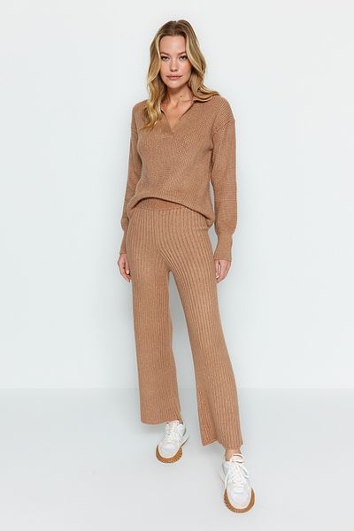 Trendyol Collection Camel Colored Sustainable Soft Knitwear Set - TWOAW24AU00097