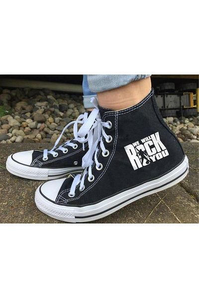 Touz 'We Will Rock You' Printed Black Canvas - Blunt Blunt Rock Series Shoes