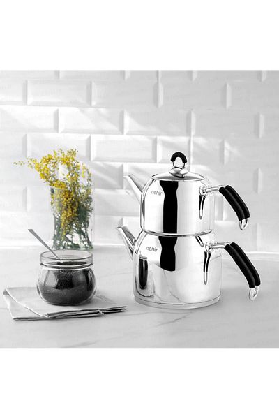 Nehir Maxi Modern Steel Teapot Set