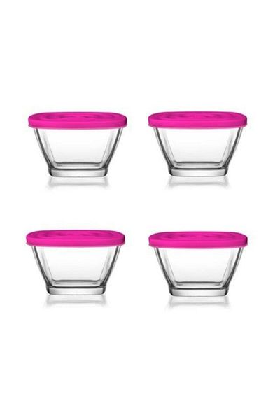 LAV Glass Storage Container with Lid 4 Pieces Glass Breakfast Container 315cc Def226
