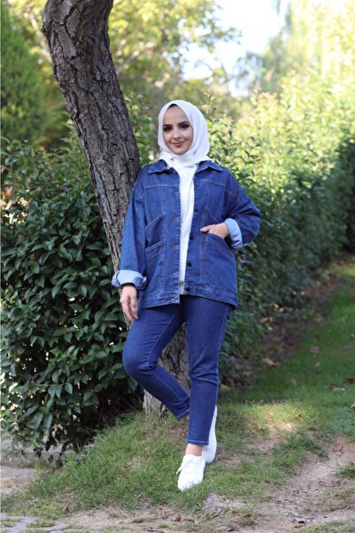 Moda Eliz Jachetă albastră de blugi pentru femei