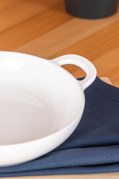 ACAR Bianco Perla Round Handle Presentation Plate - 25 cm
