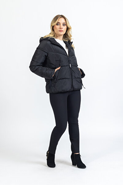 ONLY monica Short Puffer Kadın Şişme Siyah Mont 15205638 - Kürkü Çıkabilir - 5002927073
