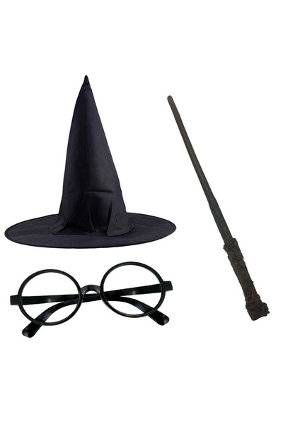 Riddex Harry Potter Şapkası Gözlük Ve Asa Cosplay Parti Doğum Günü Cadılar Ba...