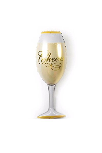 Patladı Gitti Cheers Yazılı 92X37 Cm Büyük Boy Şampanya Bardağı Folyo Balon B...