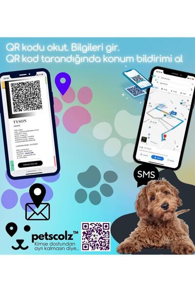 PETLOO Petscolz Qr Tag - Konum Bildirimli Qr Kod Künye