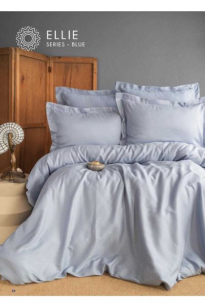 Apricitas HOME Set cuvertură de pilota din satin din bumbac 100% din bumbac Ellie Blue
