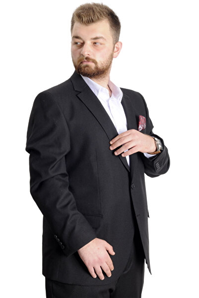 ModeXL Büyük Beden Erkek Takım Elbise Line 23023 Siyah