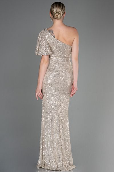 Abiyefon Mink One Shoulder Leg Low-cut Sequin Long Evening Dress Abu1891