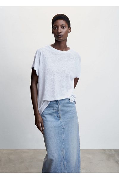 MANGO Woman T-Shirt 100% λινό