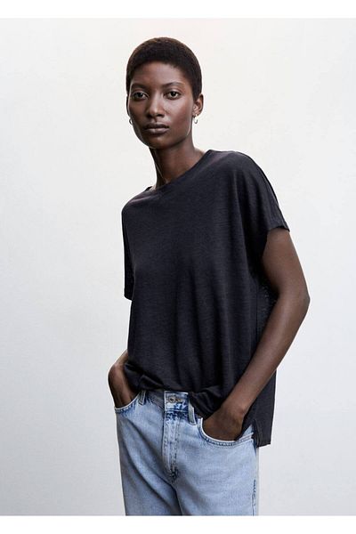 MANGO Woman T-Shirt 100% λινό