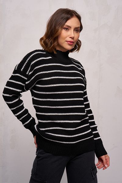 GİYSA Pulover de damă cu dungi pe jumătate de pescar