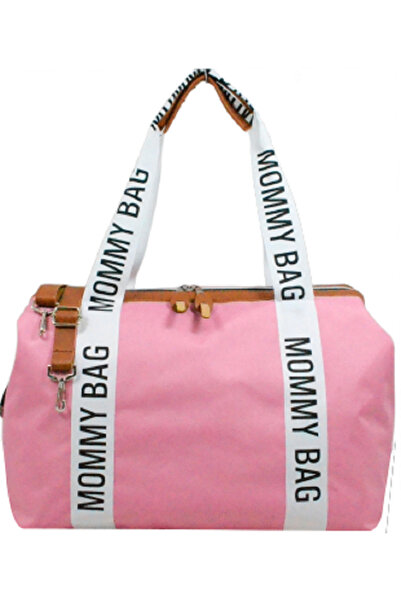 Mommy Bag Exclusive Tasarım Şeritli Pembe Baby Anne Bebek Bakım ve Kadın Çantası