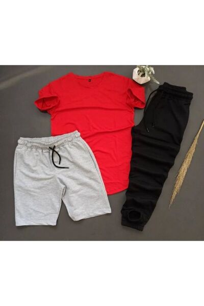 NO 601 طقم مكون من 3 قطع من القمصان الرياضية البيضاوية ذات المقاس النحيف والس...