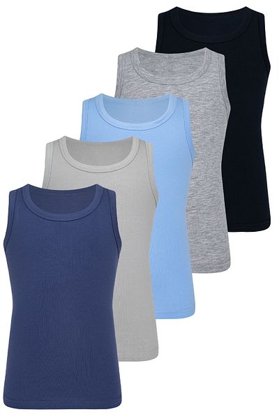 biyokids Boy's Undershirt 5 Pack Mixed Color Undershirt Byo2606