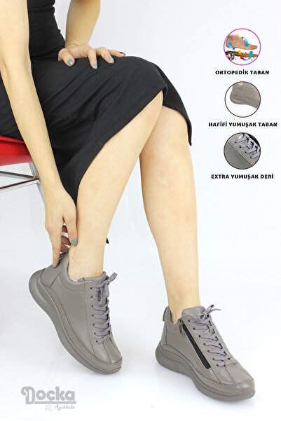 Forelli Kadın Fermuarlı Hakiki Deri Ortopedik Spor Tarz Günlük Bot