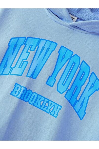 AFROGİYİM Kadın New York Baskılı Oversize Kapüşonlu Eşofman Takımı