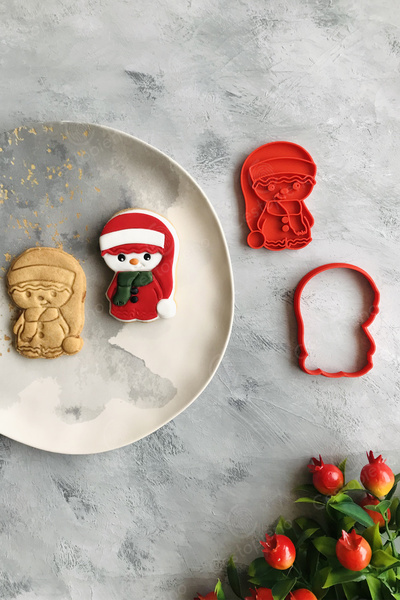 CESTOPİENO Snowman with Red Long Hat Dough Shaper / Cookie, Game, Ceramic / 6...