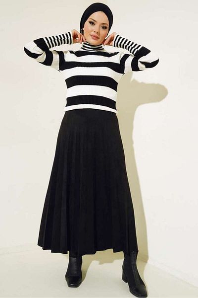 benguen Μανίκια 3013 Λεπτά ριγέ πλεκτά Bady Black