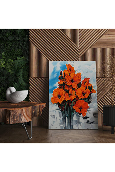 RUGSMODERN Kanvas Tablo Kırmızı Çiçek Temalı