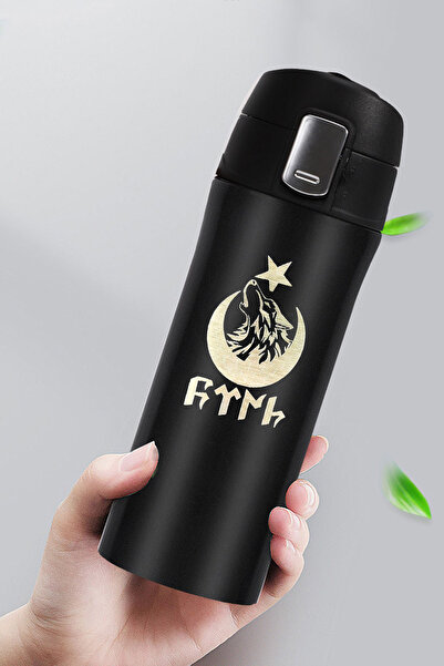 tusah SİYAH KİLİTLİ TERMOS 450 Ml HER TÜRLÜ BASKI YAPILIR KURT T