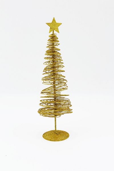 Yusuf Dirik YD Party Supplies New Year's Table Decorative Pine Tree Glitter Gold Color Thin Wire 30 cm