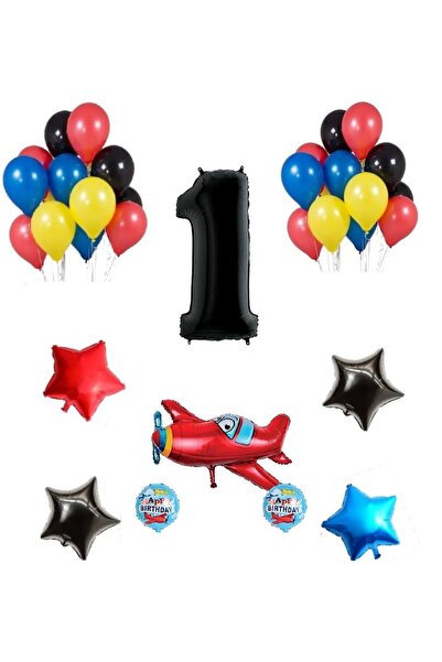 DÜVENCİ TİCARET Σετ 3 θεματικών μπαλονιών από αλουμινόχαρτο αεροπλάνου