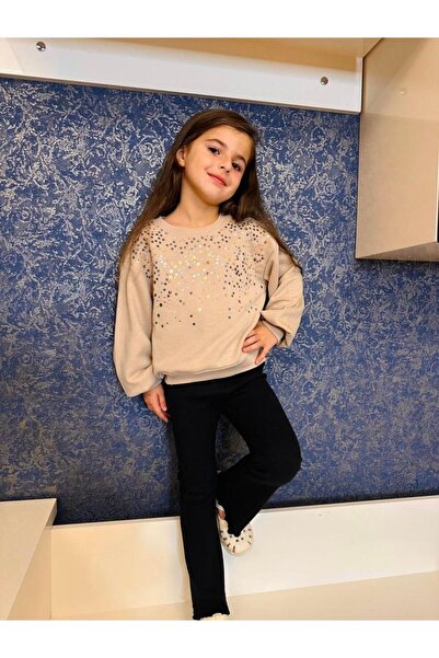 SARE TEKSTİL CASUAL PUL PAYET BALLON SLEEVE SWEATSHIRT and SPANISH TROUT TIGHTS