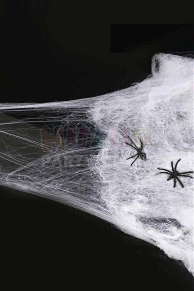 Huzur Party Store Beyaz Örümcek Ağı Ve Küçük Örümcek Seti Yapay 20 gr Halloween Cadılar Bayramı Partisi Ağ Dekor Süs