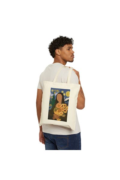 IVART Mona Lisa- Van Gogh εμπριμέ βιολογική ακατέργαστη υφασμάτινη τσάντα