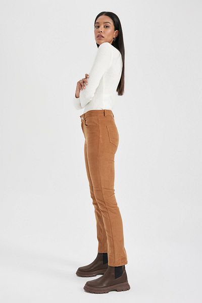 DeFacto High Waist Corduroy Trousers - Pockets, Standard Leg S0611az23wn