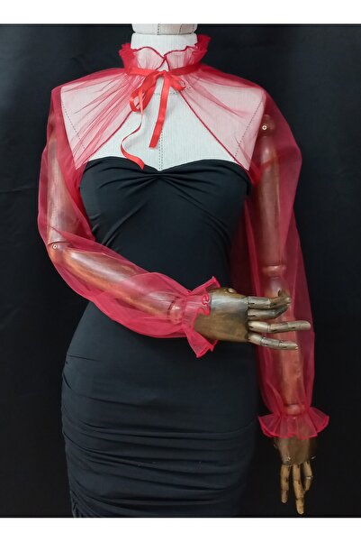 es moda shop Amy evening dress tulle shawl neck collar red