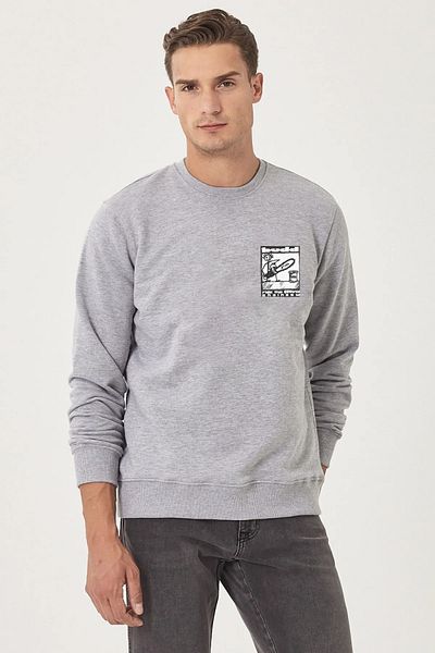 AY MONTANA Φούτερ LUNAVISITA Crew Neck με στάμπα