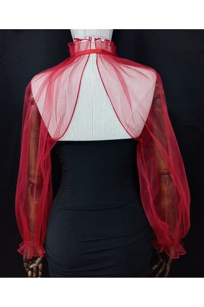 es moda shop Amy evening dress tulle shawl neck collar red
