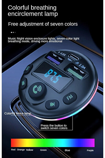 Genel Markalar 36W PD Şarj Özellikli Dijital Göstergeli Bluetooth Fm Transmitter