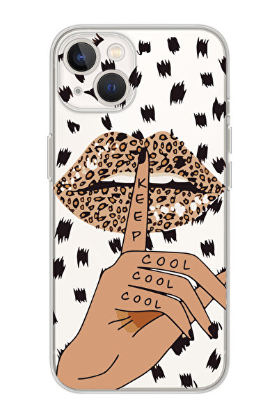 shoptocase Iphone 15 Uyumlu Keep cool Tasarımlı Premium Şeffaf Telefon Kılıfı