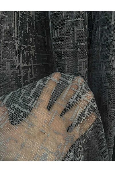 Nish Perde LÜKS ÖRME TÜL PERDE ŞANTUK ANTRASİT DESEN DÜZ DİKİM 1/2 SEYREK PİLE