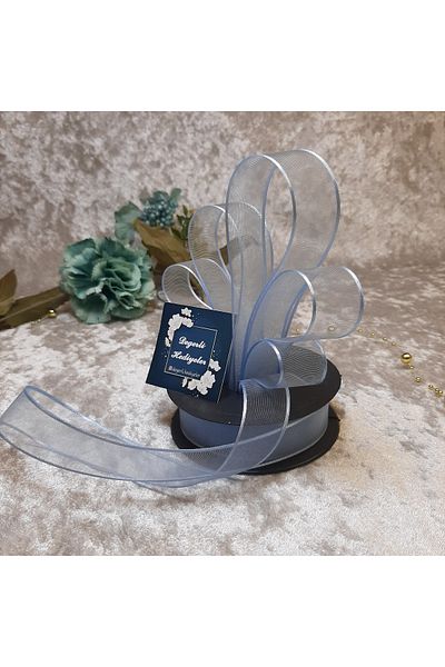 GÜLSEMALİ 2.5 cm Chiffon Light Blue Ribbon 20 mWheel Ribbon