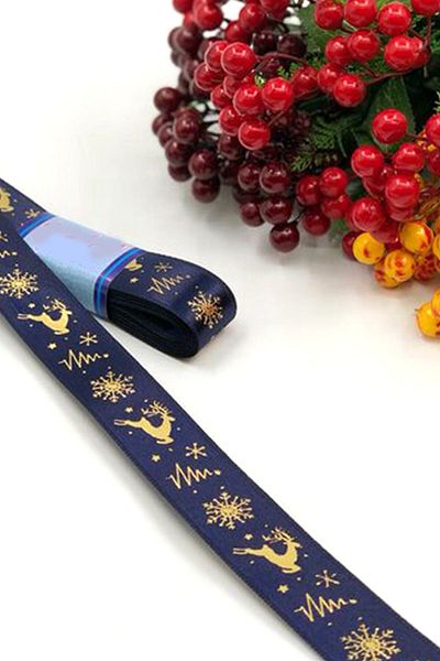 GÜLSEMALİ New Year Welcome 2023 Christmas New Year Decoration Packaging Buckle Satin Printed Ribbon 10 mt