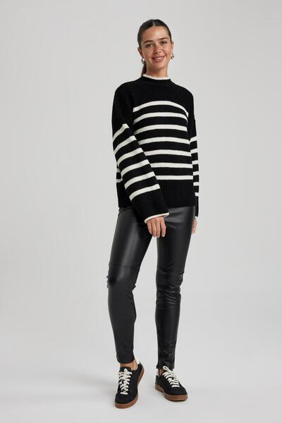 DeFacto Suni Deri Basic Düz Fermuarlı Paça Yüksek Bel Tayt V4703az23wn