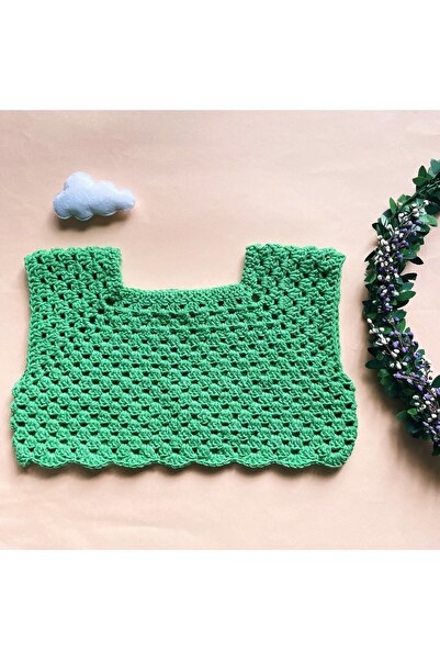 The Cloudish Shop Kız Bebek Çocuk Merserize El Örgüsü Crop Bluz 2-3 Yaş